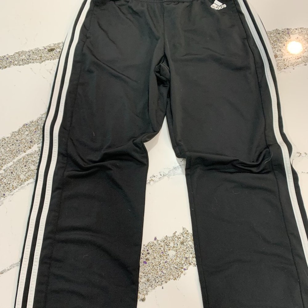 Adidas Black Track Pant with White Stripes